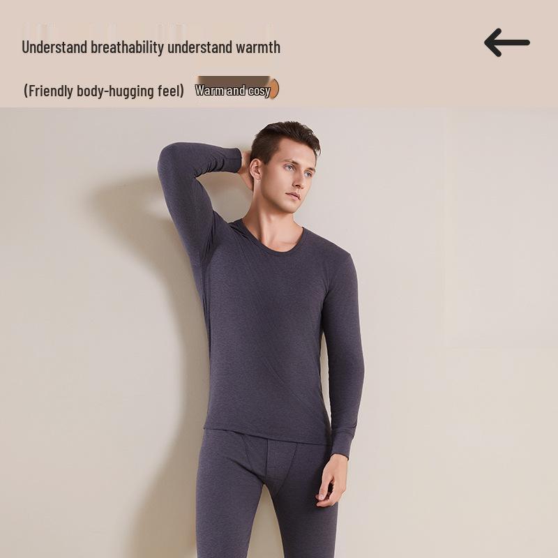 Men's Fleece-Lined Thermal Underwear Set - Heat-Retaining Cotton-Wool Base Layer with Undershirt and Pants