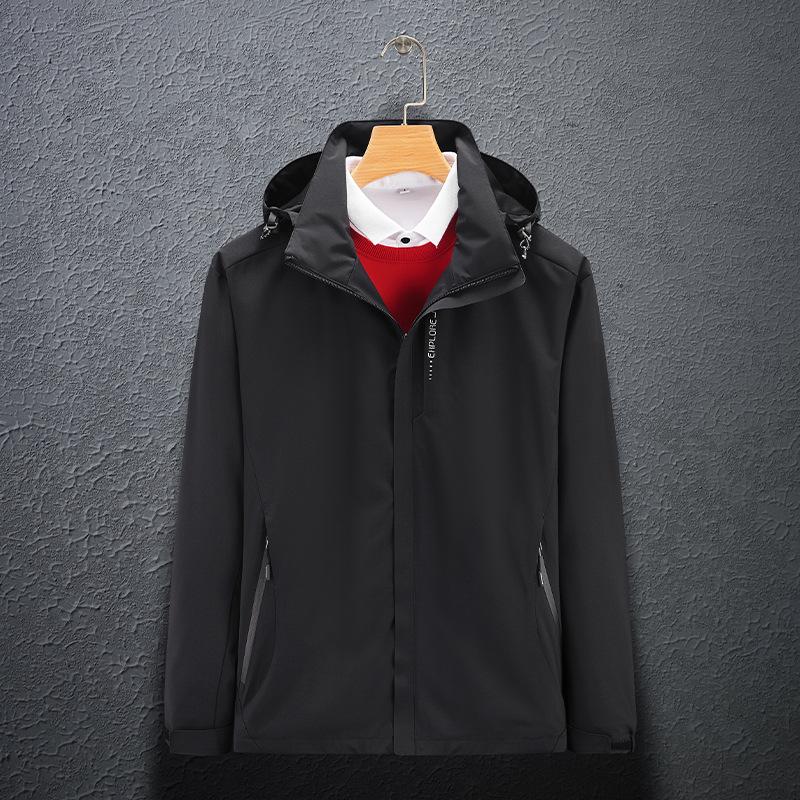 Spring & Autumn Outdoor Windbreaker, Detachable Hood, Solid Color Jacket for Men & Women