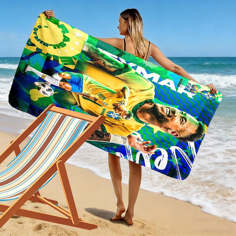 Asciugamano da Spiaggia con Stampa di Neymar, Asciugamano Grande Morbido ad Asciugatura Rapida per Spiaggia Campeggio Nuoto