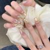 D11U Brown Gold Glossy Cat-Eye Nail Tips (Set of 10) Handmade Nail Tips 1 Pcs M