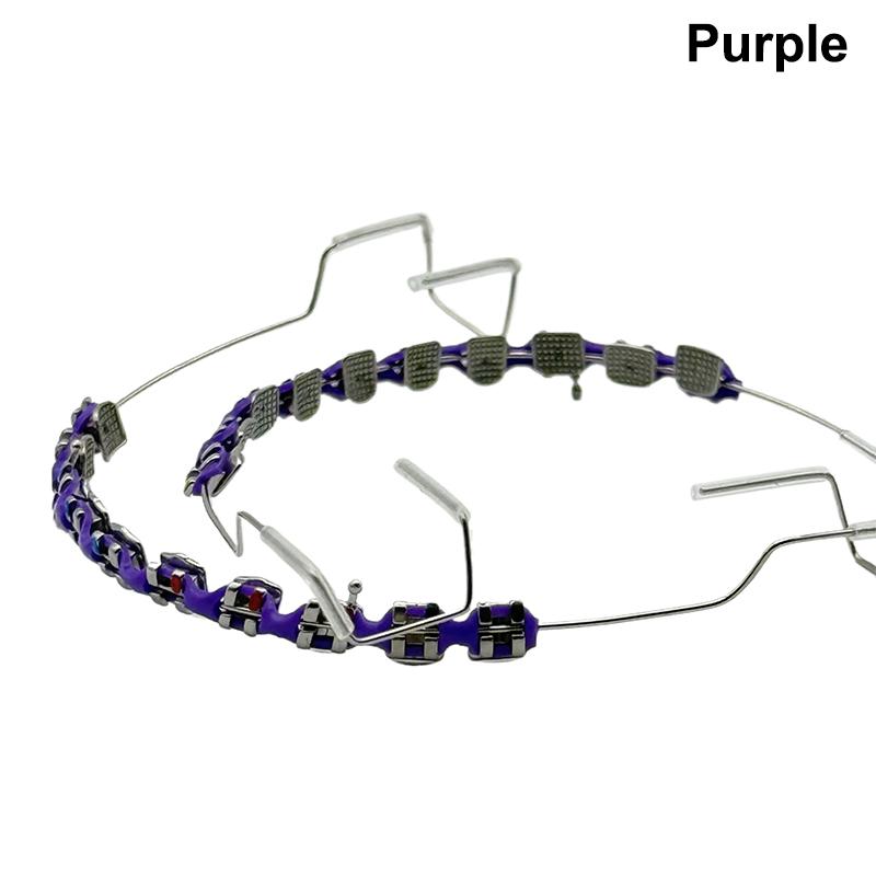 1 Pereche Aparate Dentare Metalice Arc cu Cârlige Bracket Metalic și Ligaturi Ortodontice Colorate Decor Temporar pentru Dinți