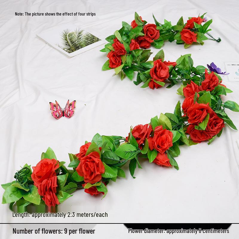 Artificial Rose Vine for Wedding Arches, Staircase Railings, and Ceiling Decor