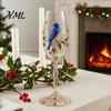 Decorative Desktop Ornaments Hand-painted Wine Glass, Bird And Floral Pattern Design Stem Goblet, Drinking Cups Artistic Crystal Borosilicate