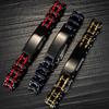 Motorrad Kettenarmband für Mann Schwarz Rot Edelstahl Fahrrad Schmuck 9,05 Zoll Rock and Roll Herrenarmbänder Großhandel