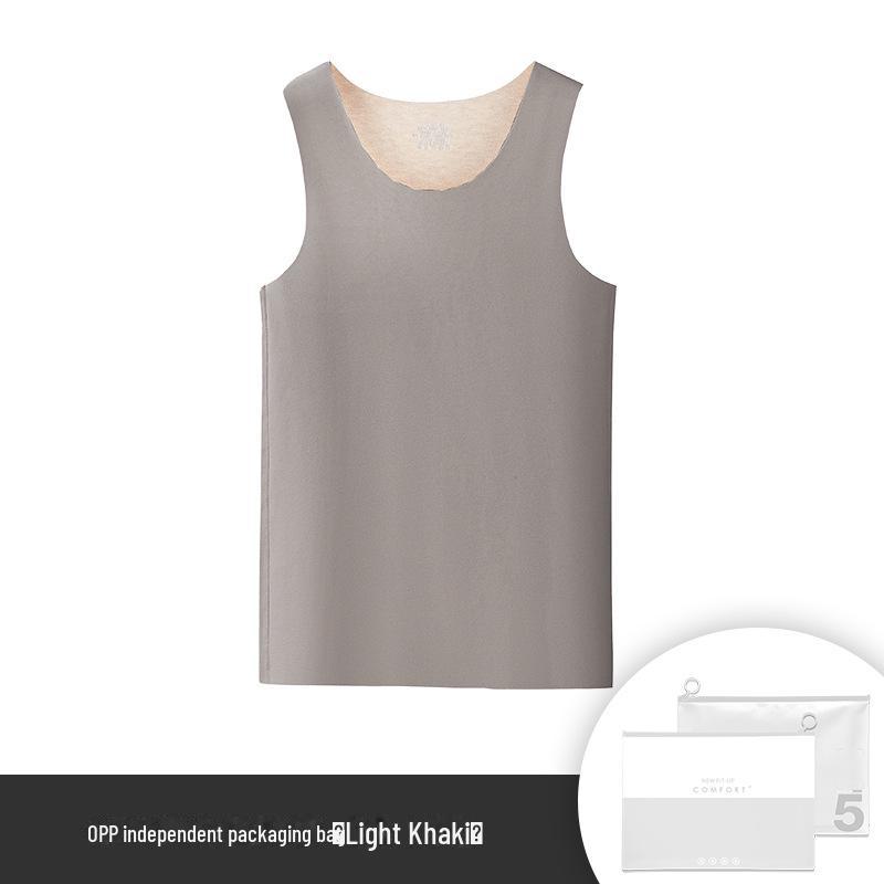 Men's Silk Wool Seamless Thermal Vest - Thickened Velvet, Sleeveless, Autumn/Winter Wear