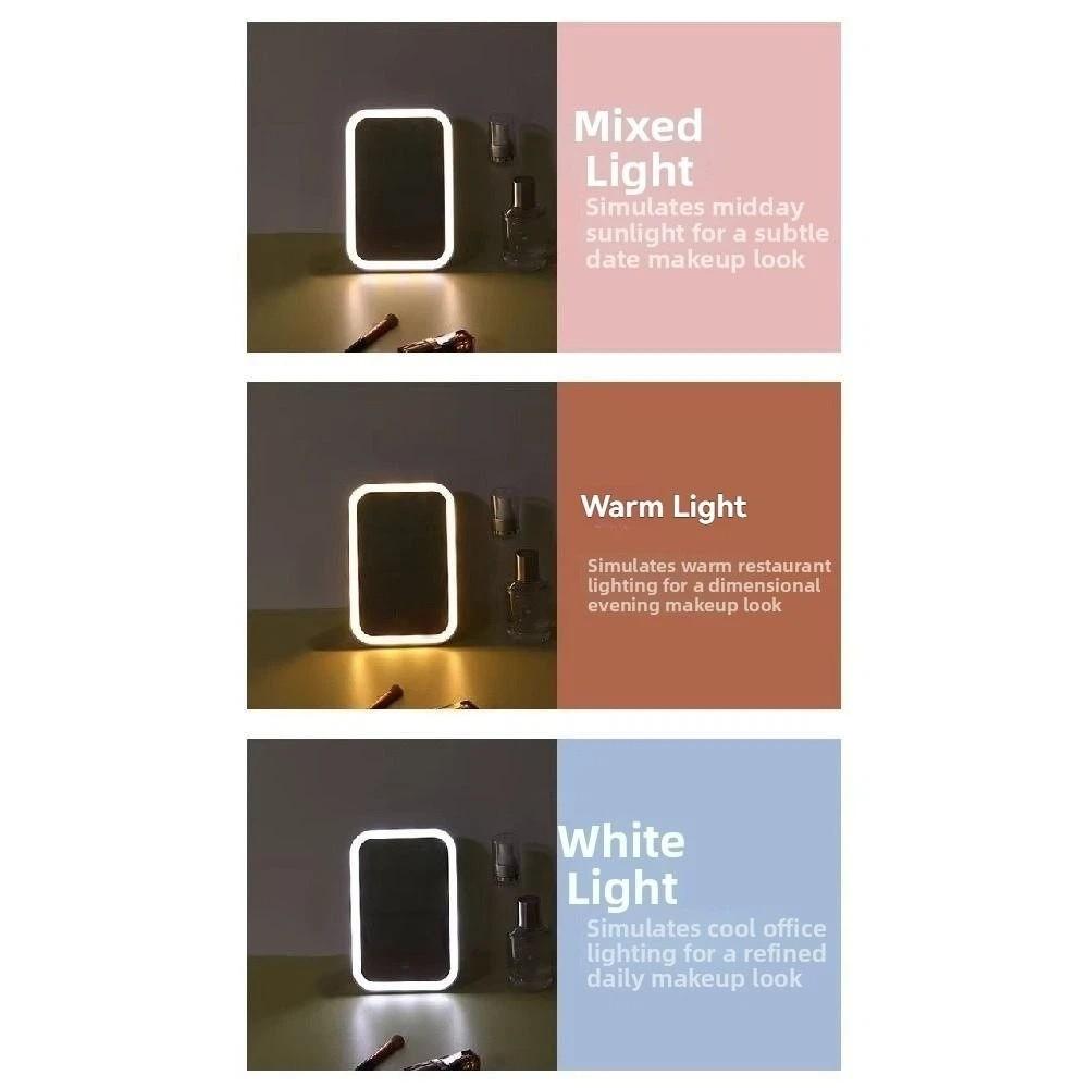 LED Makeup Mirror 3 Color Lighting Modes Travel Cosmetic Mirrors Dorm