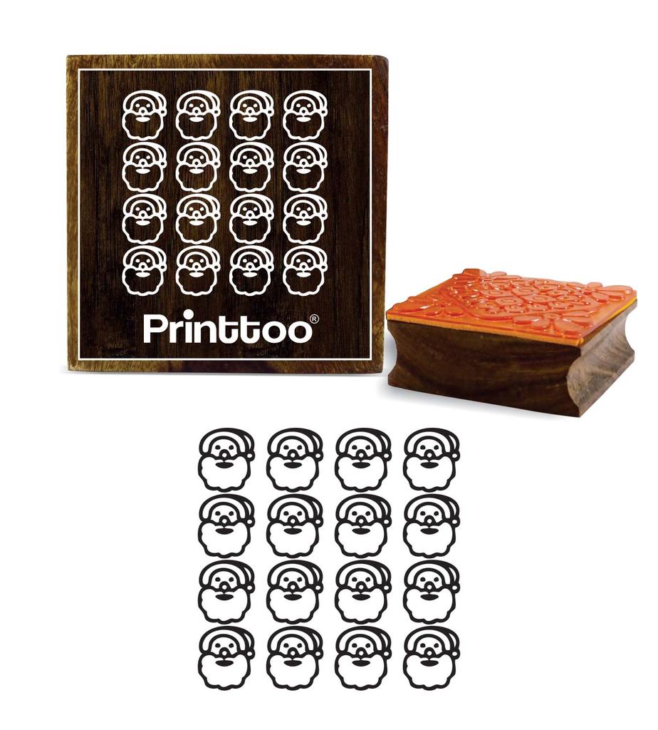Printtoo Crafting Square Wooden Rubber Stamp Santa Face Pattern Scrap-Booking-2 x 2