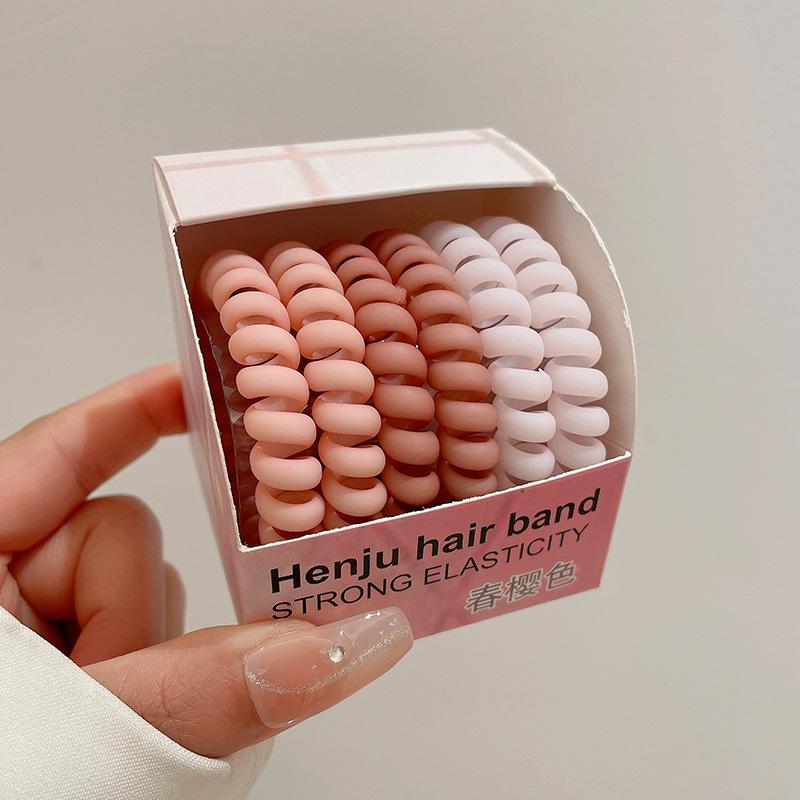 

Упаковка из 6 матовых резинок для волос из телефонной проволоки — прочные, высокоэластичные резинки для женщин