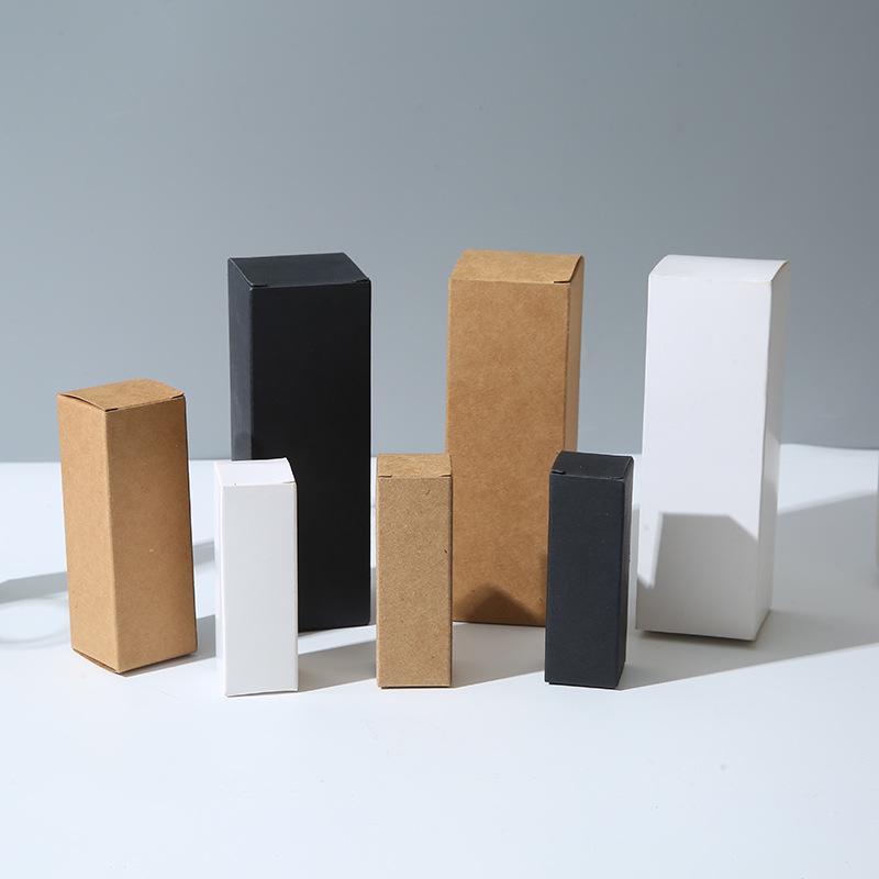 Rectangular Kraft Cosmetic Skincare Packaging Box, Thick Black & White Cardboard Folding Box