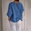 Women Summer Casual Loose Fit Cotton Linen Round Neck Short Sleeve Solid Color Pullover Blouse T-Shirt Top Clothes