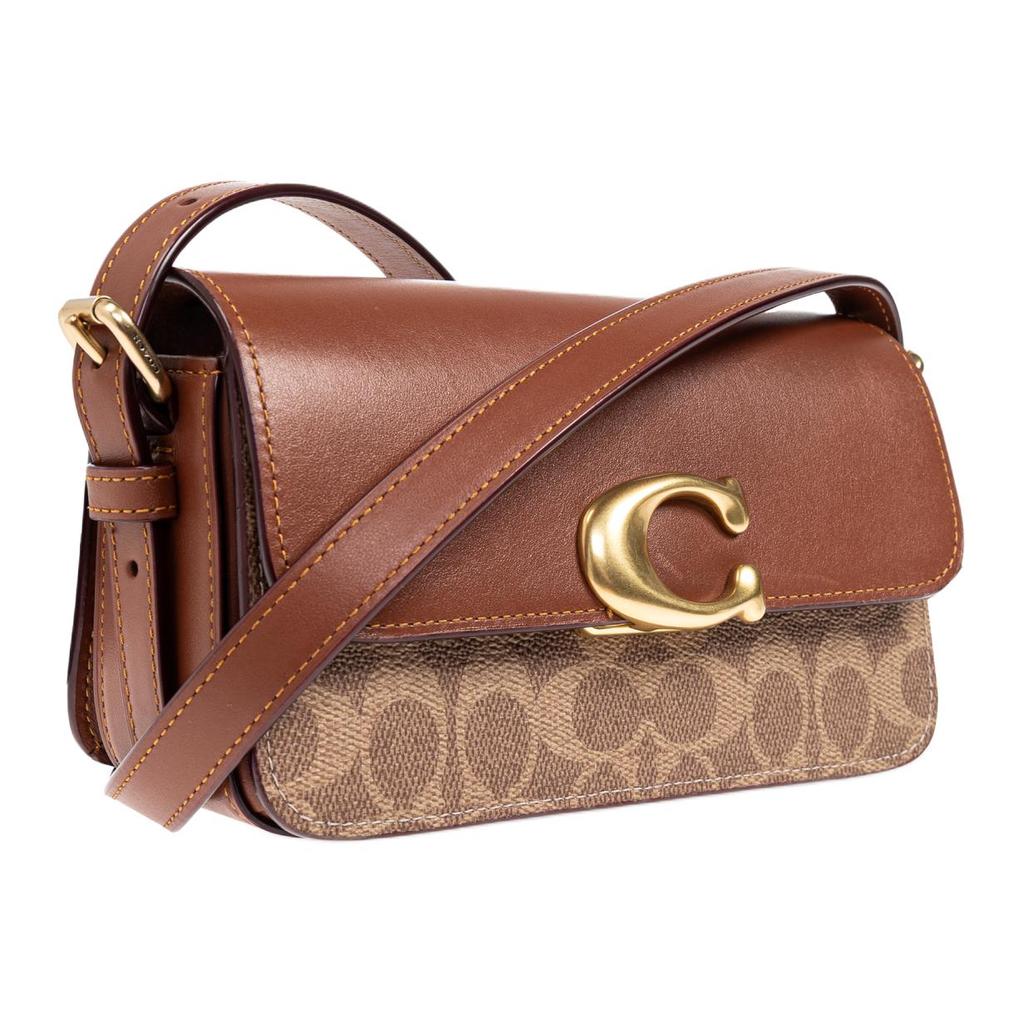 Coach 19 Signature Pattern Printed Leather Shoulder Bag Small Women Shoulder Bag Brown CAM19-B4XHG