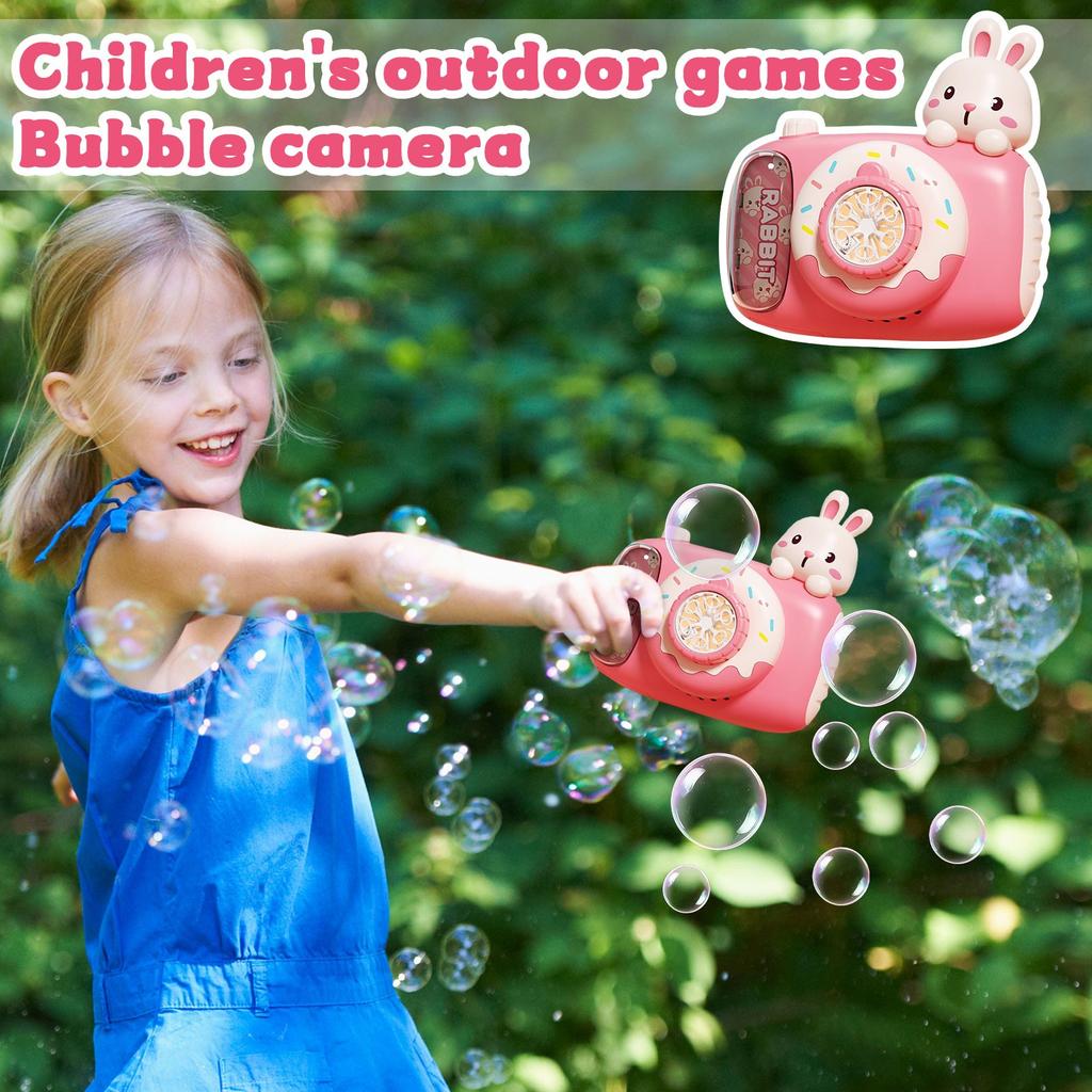 Children's Handheld Bubble Machine Camera Lighting Effect Bubble Machine Fully Automatic Bubble Machine (2 * 30ml Bubble Solution)