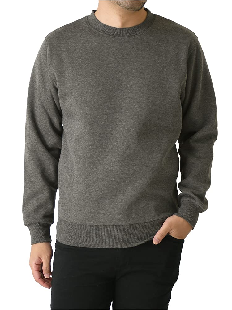 

Warm Solid Long Size Charcoal [LIMITED SELECT] Men s Fleece-Lined Sweatshirt, Color, Sleeve, RQ-324, L, A2-Heater