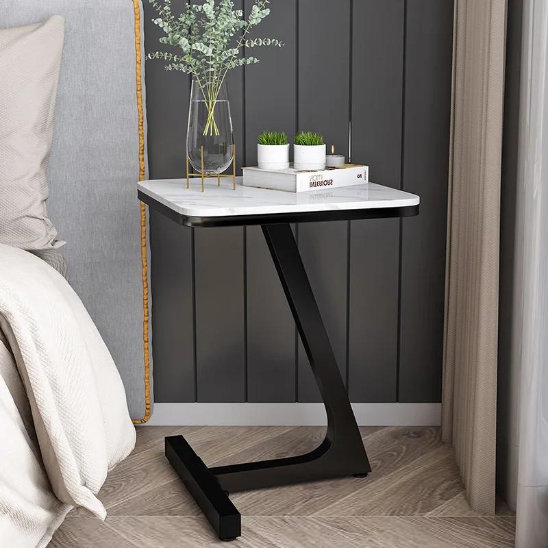 Rectangle Side Table Nordic Luxury Marble Coffee Table Wrought Iron Bedroom Home Living Room Sofa Creative Double Side Table