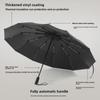 Schwarzer automatischer Sonnen- und Regenschirm mit 32 Knochen – kompakter Sonnenschirm mit doppeltem Verwendungszweck für Damen, ideales Geschäftsgeschenk