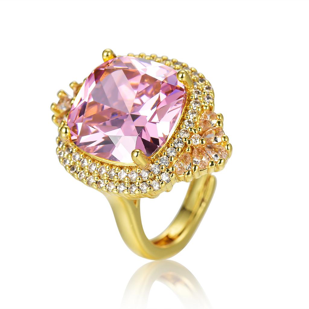 TikTok new high carbon diamond colored treasure ring European and American style luxury slightly inlaid with diamond yellow diamond ring
