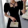 Hepburn Style Waist-Cinched Little Black Dress - Women's 2025 Summer Collection