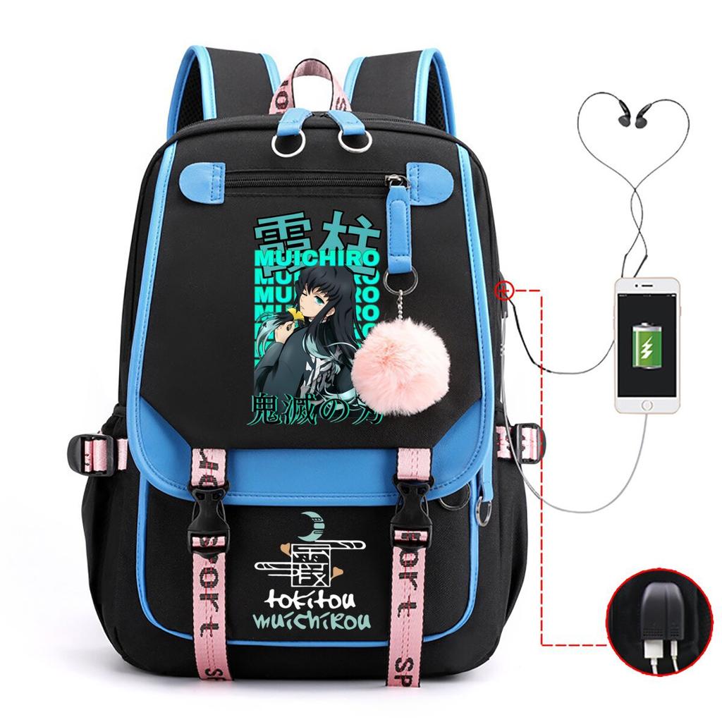 Anime Peripheral Backpack College Wind Junior High School Student High School Student with USB Multifunctional Student School Bag