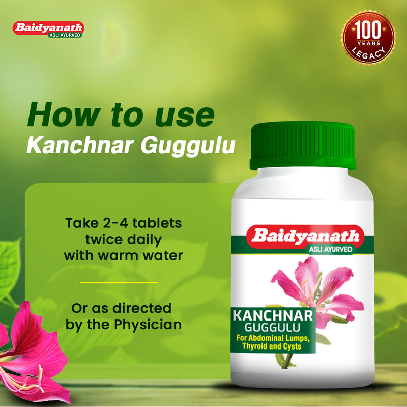 Baidyanath Kanchnar Guggulu Ayurvedic Herbal Supplement with 12 Traditional Herbs for Daily Wellness 80 Tabs X Pack of 2
