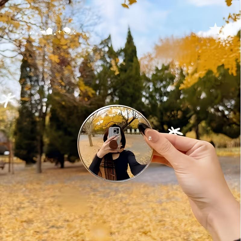 Round Convex Mirror Travel Selfie Photo Props High-Definition Mirror Portable Makeup Mirror Handheld Photography Mirrors