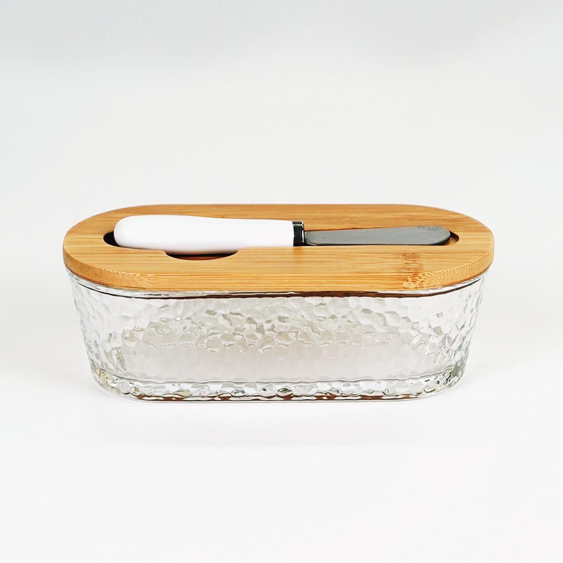 

Glass Butter Container Box Restaurant Sealed Storage Dishes Cheese Dish with Knife Butter Slicer French Butter Tableware