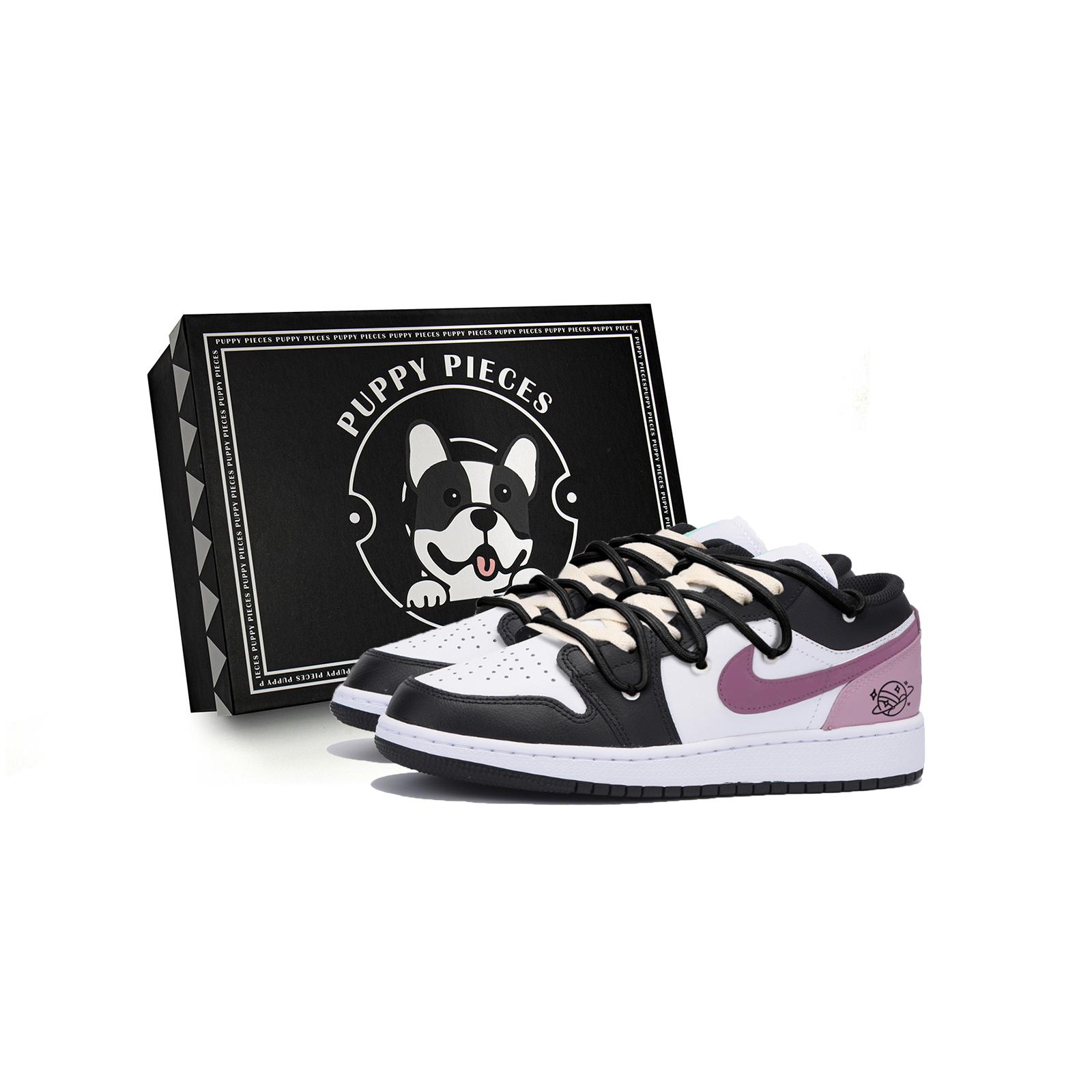 

Jordan Air Jordan 1 Abrasion Resistant Slip Resistant Low top Vintage Basketball Shoes Men s Black White Purple 553558-131(Team85-S-BOX-A) 44