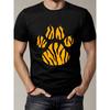 European Sizes Men's Vintage Tiger Print T-Shirt - Loose Fit Round Neck Tee with Tiger Paw & Stripe Graphic