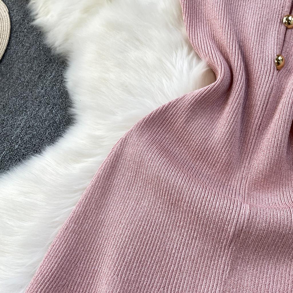 Summer Designer Solid Hollow Out Long Knitting Dress Women Elegant Half Turtleneck Sleeveless Slim Knitwear Sweater Dresses Female