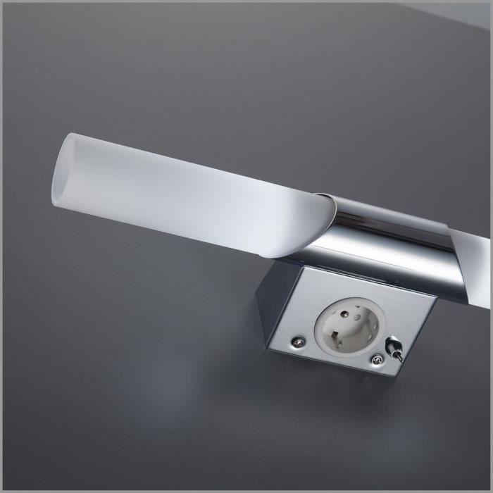 Applique murale LED - B.K.Licht - Mithra - Métal et verre - Prise électrique intégrée - 2 ampoules E14