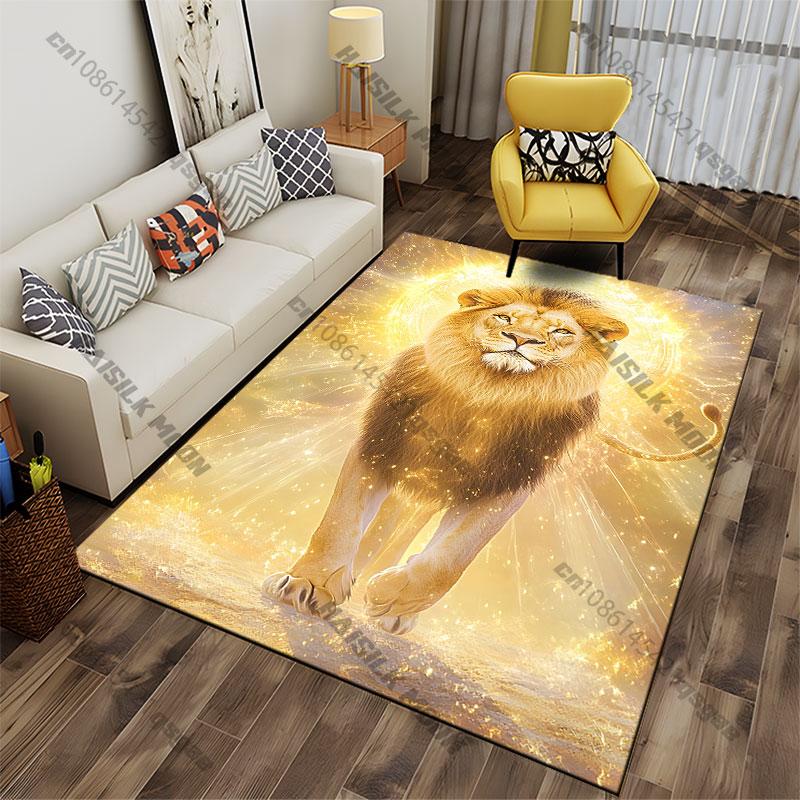 Majestic Spiritual Powerful Radiant Lion Carpet Yoga Living Room Room Decor Children's Crawling Mat Doormat Area Rug