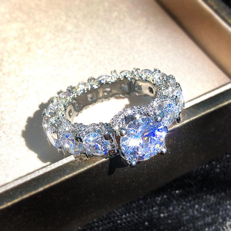 European and American Exaggerated Wedding Banquet Luxury Zircon Round Classic Wedding Ring Ring