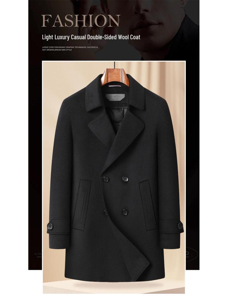 2025 Men's Luxury Woolen Down Coat - Double-Sided, Plus Size, Warm & Lightweight for Autumn/Winter Business Wear