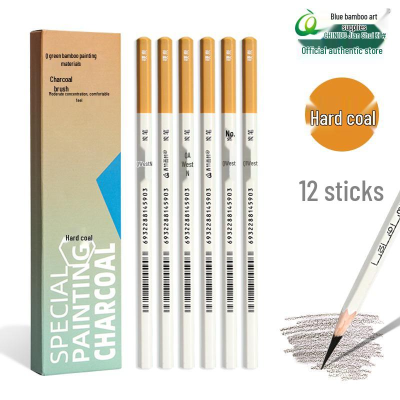 Flowing Light Charcoal Pencils: White, Green Bamboo, & Extra Soft for Sketching