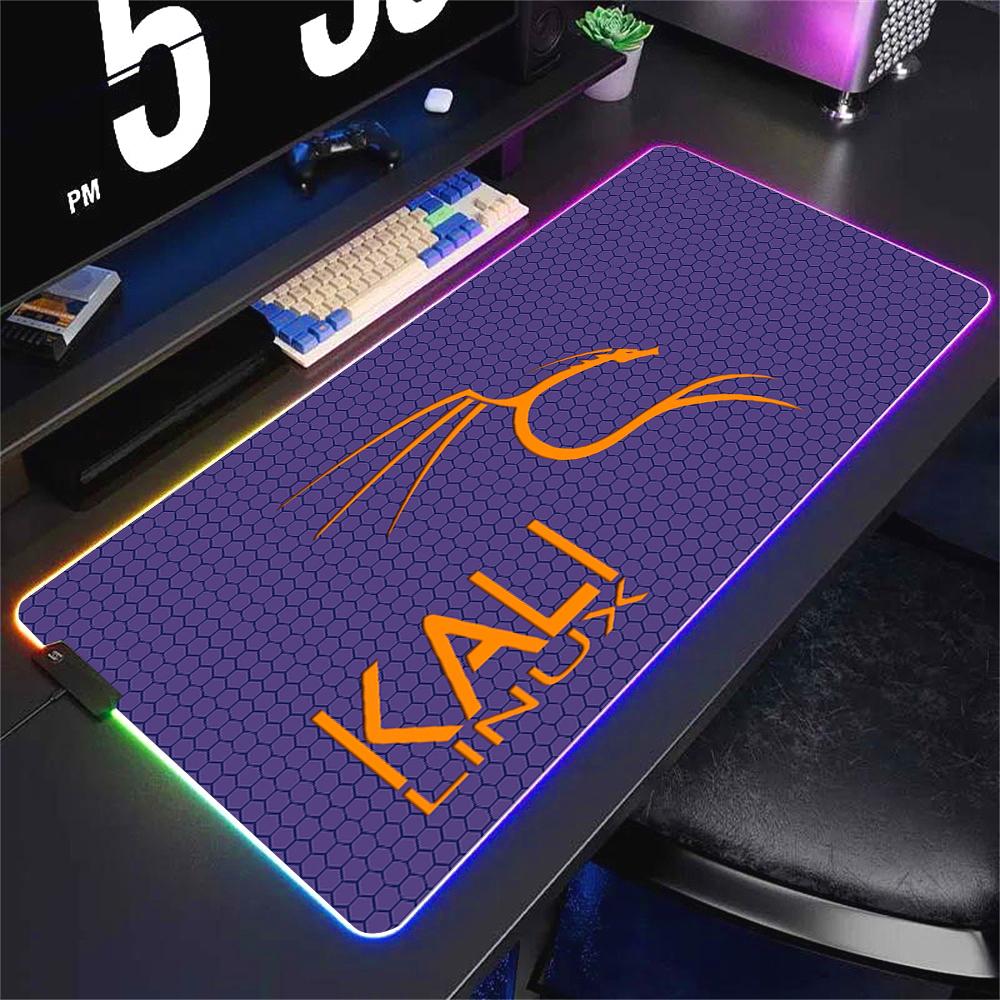 Deskmat Kali Linux Xxl Mouse Pad Gamer Rgb Pc Cabinet Gaming Accessories Keyboard Mousepad Anime Carpet Mats Large Computer Mat