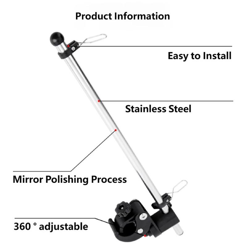 Marine-Schienenhalterung Fahnenmast Edelstahl Anti-Verhedderungs-Design Für Yachten und Boote Mit Verstellbarer Klemmenbasis
