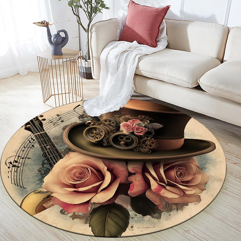 

Rose pattern round rug,Carpet Rug for Living Room Bedroom Sofa Playroom Decor,Non-slip Floor Mat,Holiday Gifts and Birthday Gifts. 80cmx80cm