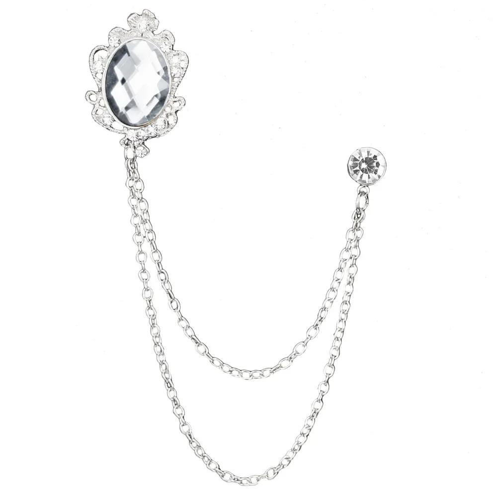 i-Remiel Fashion New Crystal Tassel Chain Brooches Personality Suit Badge Dress Corsage Brooch Jewelry Luxury Men Accessories