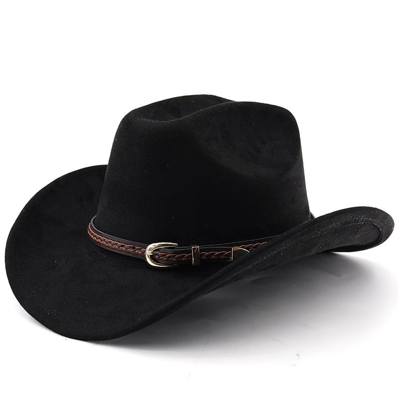 New Fashion Suede Cowboy Fedoras Cap Retro Unisex Outdoors Big Brim Top Hat Western Style Handsome Britain Panama Jazz Hat