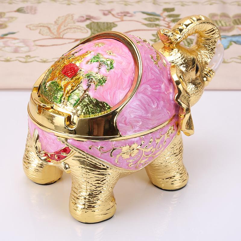 European retro elephant ashtray creative personality trend spherical metal cover multi-functional office home living room