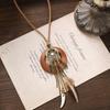 Bohemian Long Tassel Necklace Vintage Niche Exotic Wooden Sweater Chain Women's Accessories