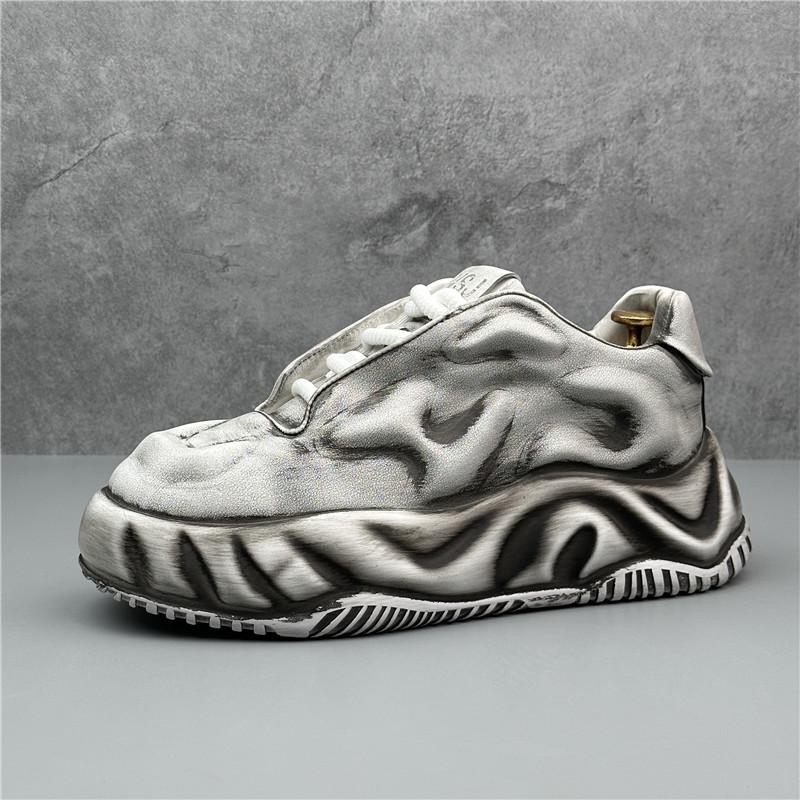 New Designer Vintage Unique Men's All Match Platform Causal Shoes Male Flats Moccasins Walking Clunky Sneakers
