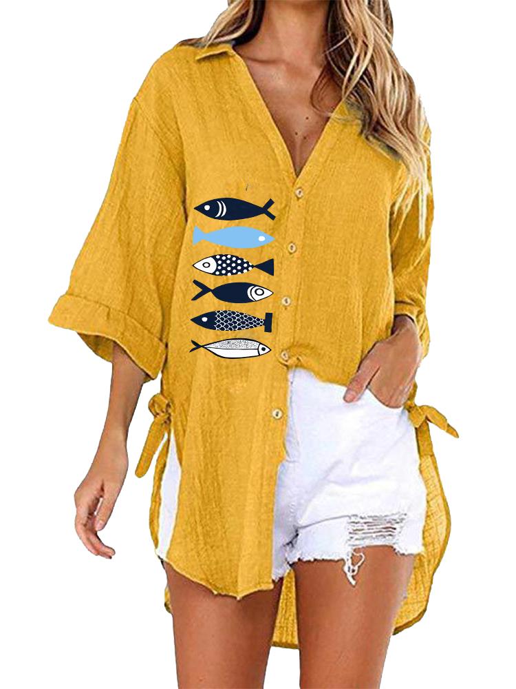 

Women Fashion Half Sleeve T-shirt Ladies Casual V Collar Top Loose Print Long Blouses 5XL