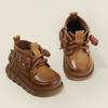 Boys' Non-slip British Style Leather Boots for Baby Girls Soft-soled Toddler Shoes
