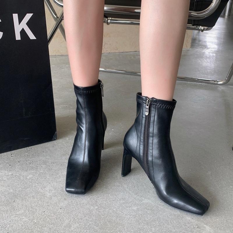 Temperament small fragrant style side zipper sleeve comfortable fashion boots new fine heel versatile personality retro Martin boots