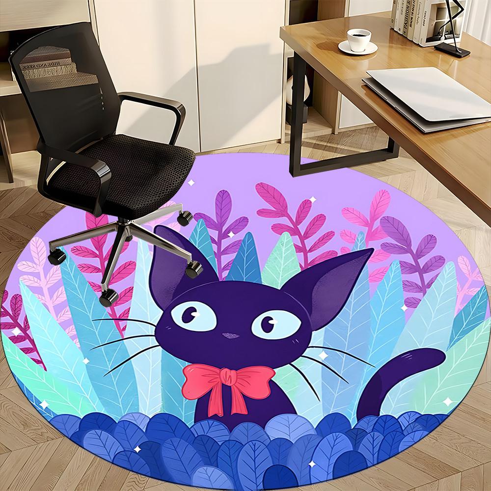 1pc Cat Garden Office Round Area Rug, Mat Suitable For Office, Under Office Chairs Bedroom Living Room Home Decor, Room Deco