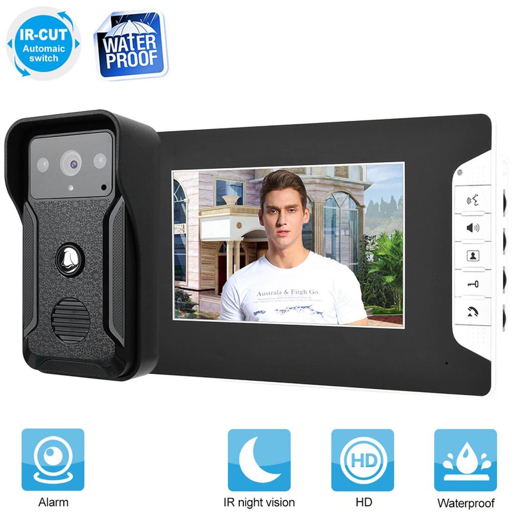 7inch Wired Color Video Intercom Doorbell Night Vision Rain proof Door Bell