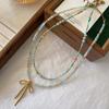 High-End Bow Necklace For Women Does Not Fade, Summer High-End Jewelry, Light Luxury Niche Natural Stone Collarbone Chain