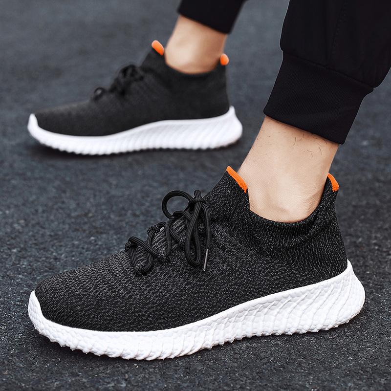 Men's Fashion Breathable Sports Flyknit Mesh Shoes Outdoor Hiking Shoes Tourism Walking Socks Shoes