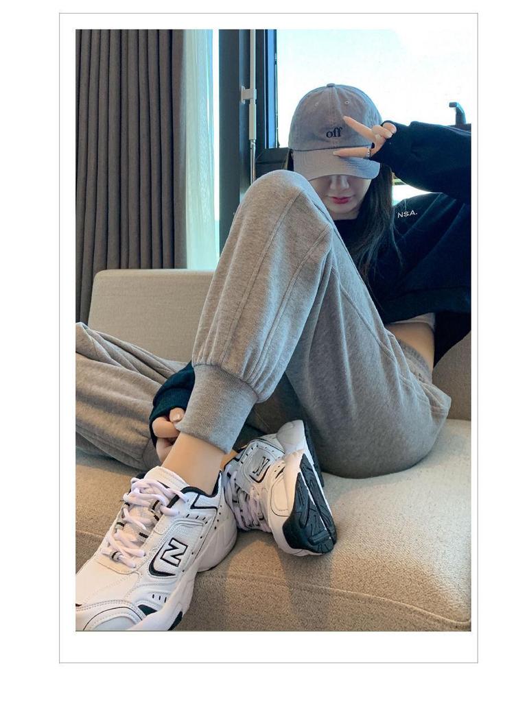 Women's Gray Loose Harem Joggers - Spring/Autumn, Casual Slimming Fit, Unisex Style