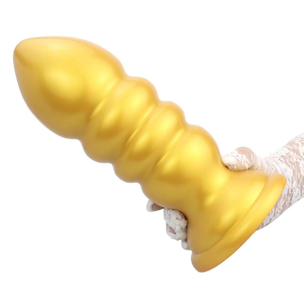 Golden Mushroom Irregular Dildo Beads for Men & Women - Threaded Anal Dilator Adult Toy
